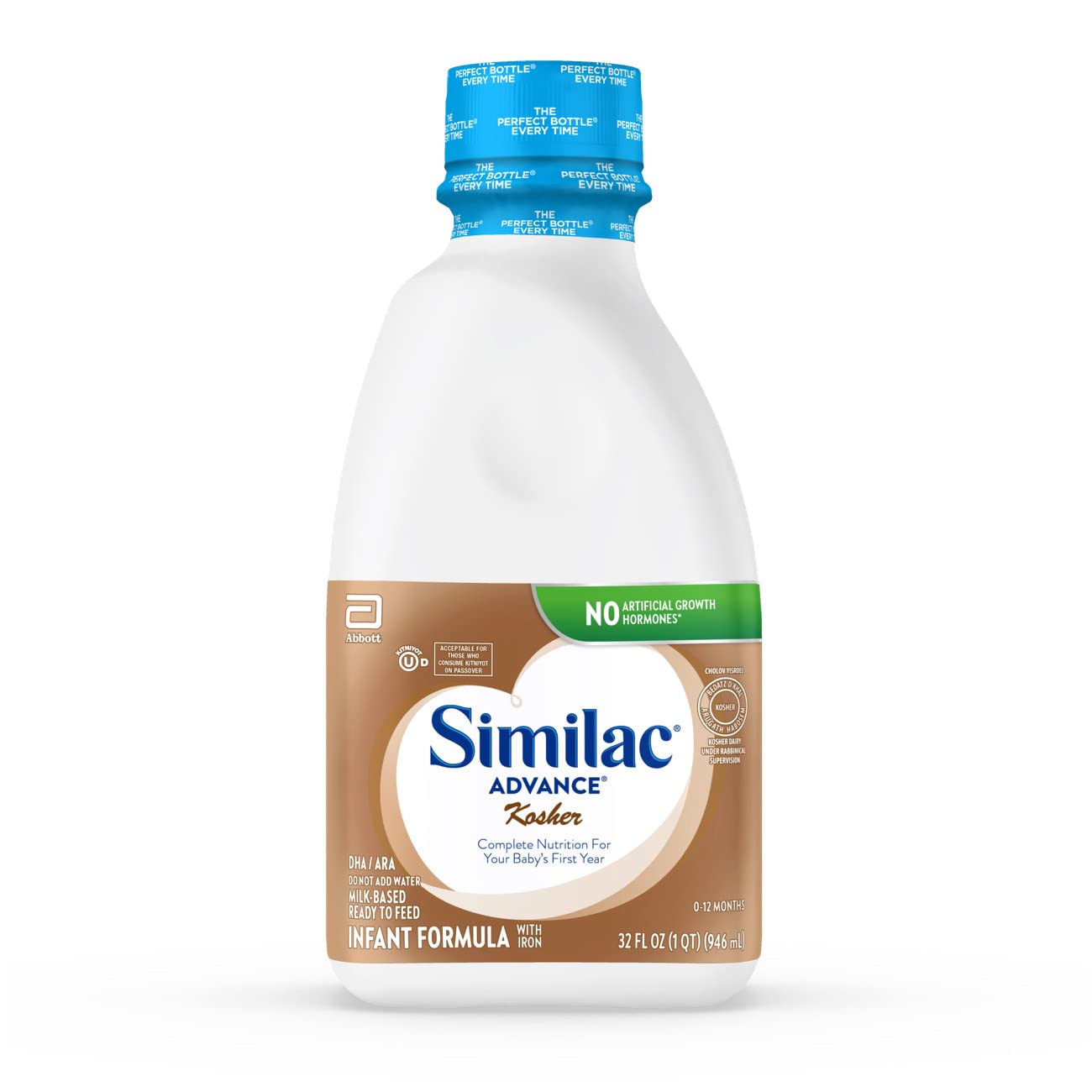 260103022142955_1 Similac Advance Kosher Infant Formula with Iron, 32 Fl OZ (2 Pack) Milk Based, Ready To Feed, Resealable Bottle, Cholov Yisroel, (0-12 Months) - Image 1